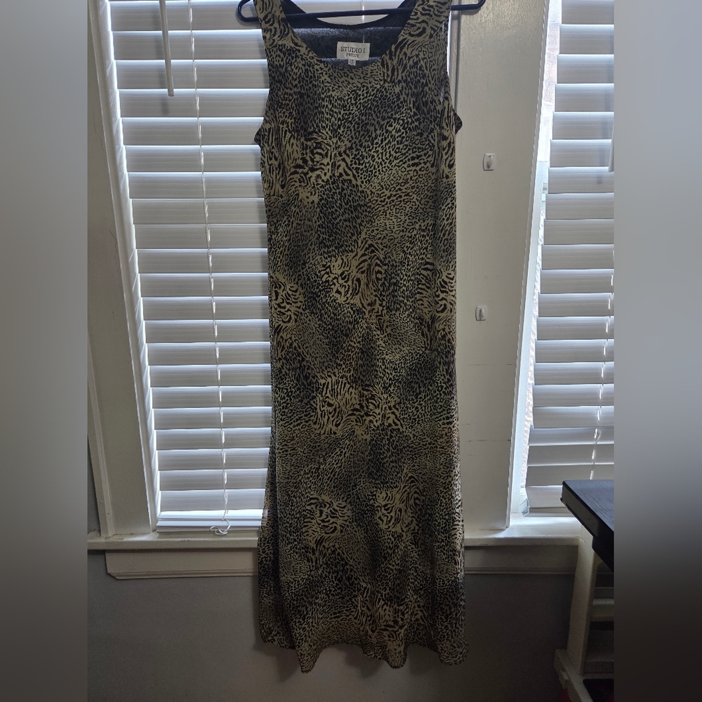 Studio 1 Petite Elegant Animal Print Sleeveless Maxi Dress Size 14P